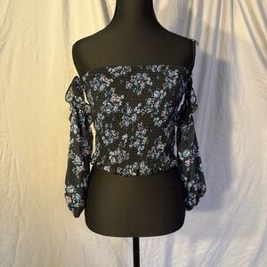 Wild Fable Black Floral Off-Shoulder Blouse